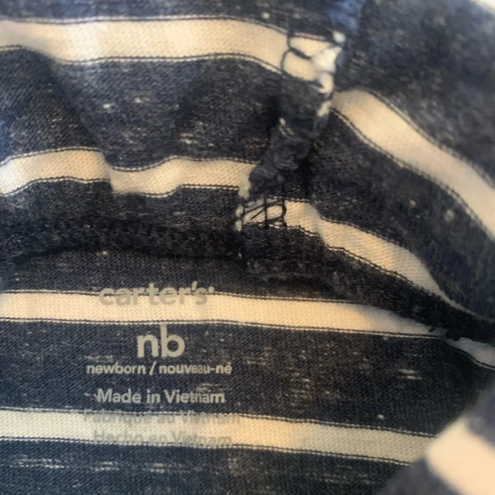 Carter's Navy and White Striped Newborn Romper